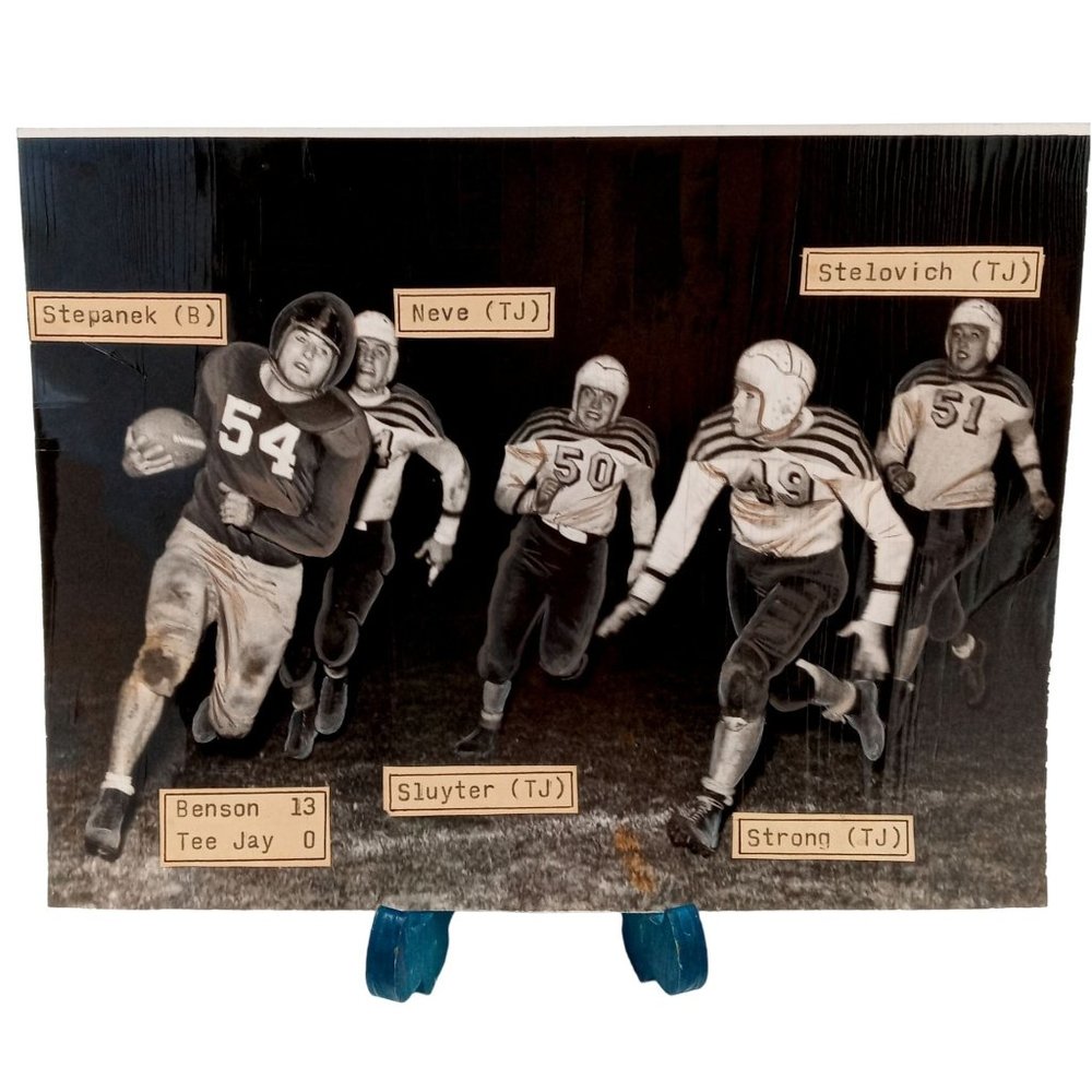 1942 High School Football Players Photo Photograph Black White Picture Found Art